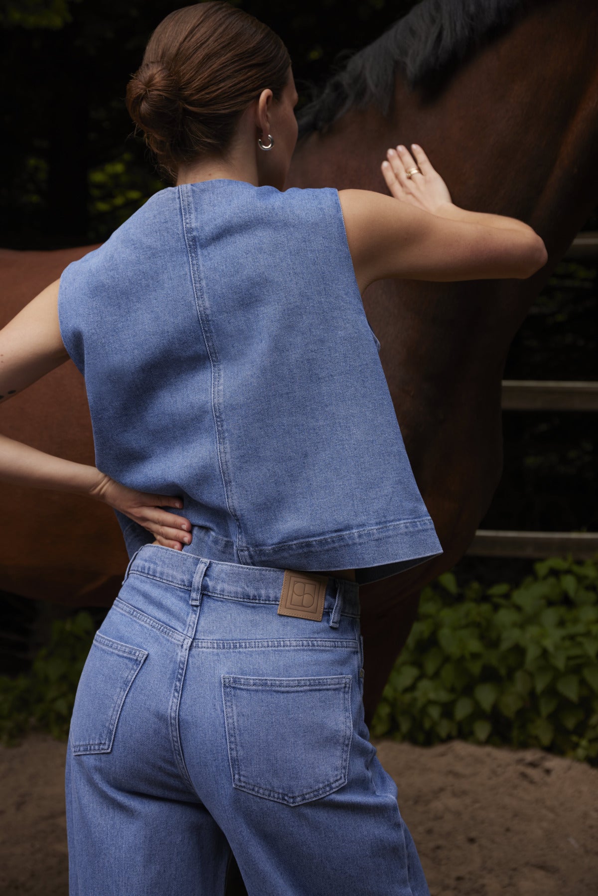 Soaked in Luxury Rinatina Waistcoat in Medium Blue Denim
