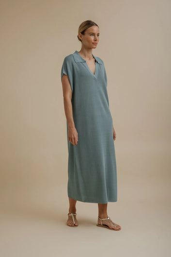 Talamaya Lattice Cruise Dress in Sage - front view