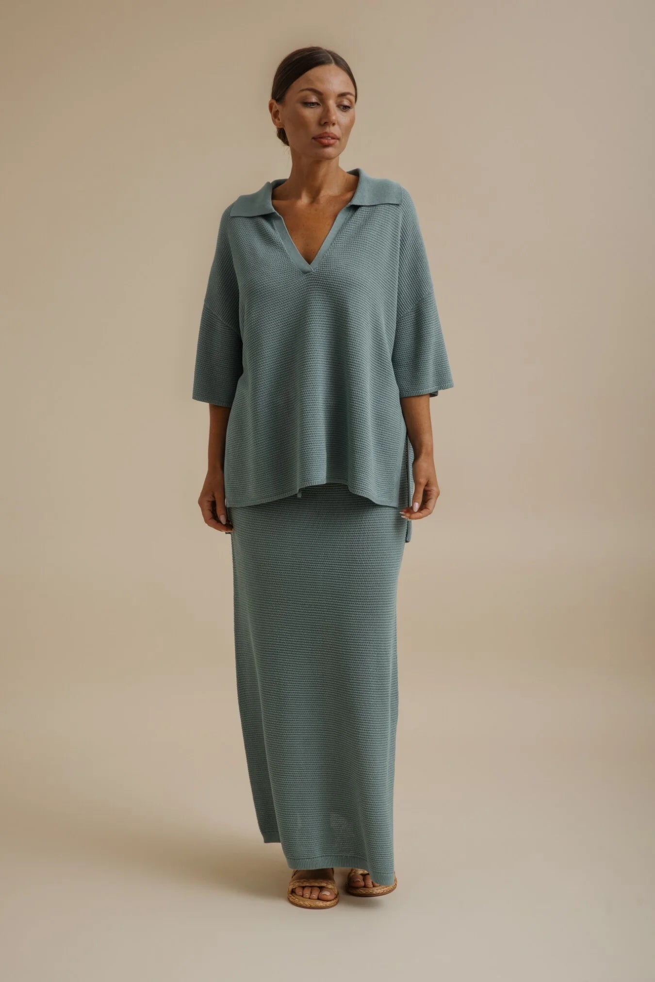 Talamaya Lattice Cruise Skirt in Sage - front view