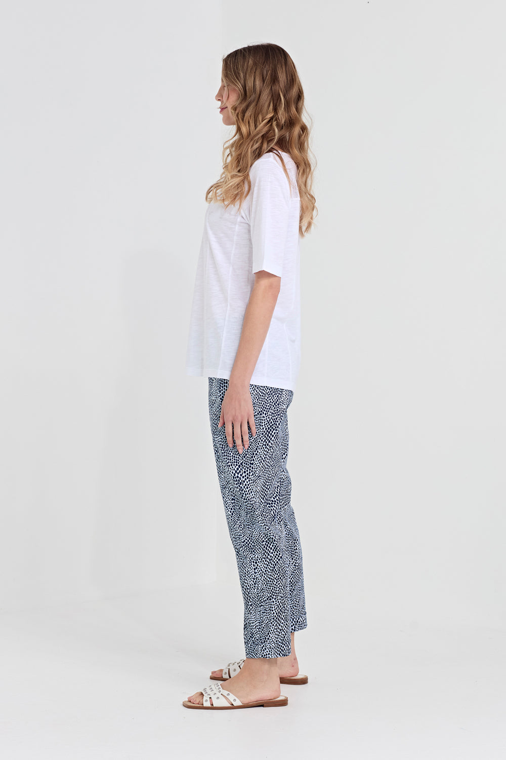 Verge Acrobat Dot Pant in Print, worn - side