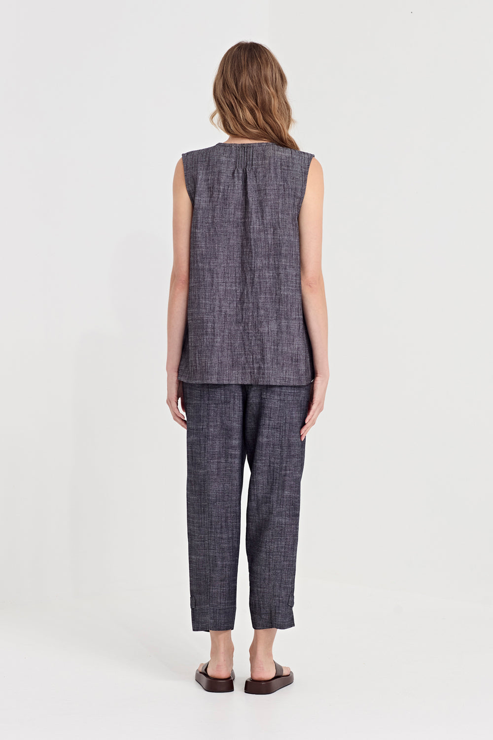 Verge Bounty Pant in Ink, worn - back
