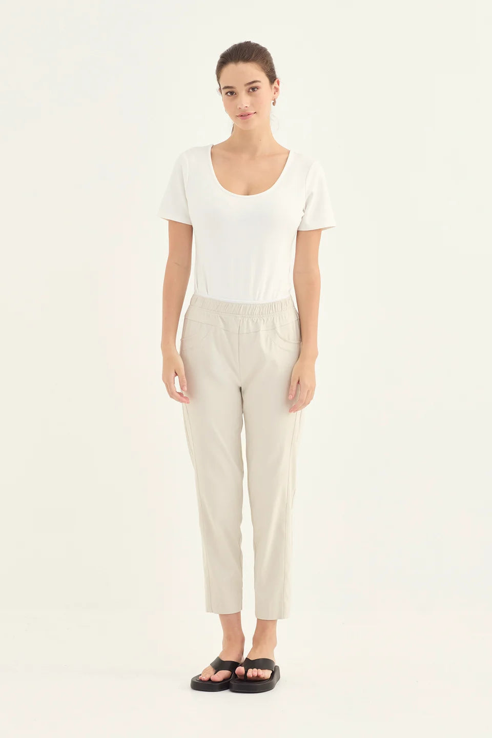 Verge Colt Pant in Putty, worn - front