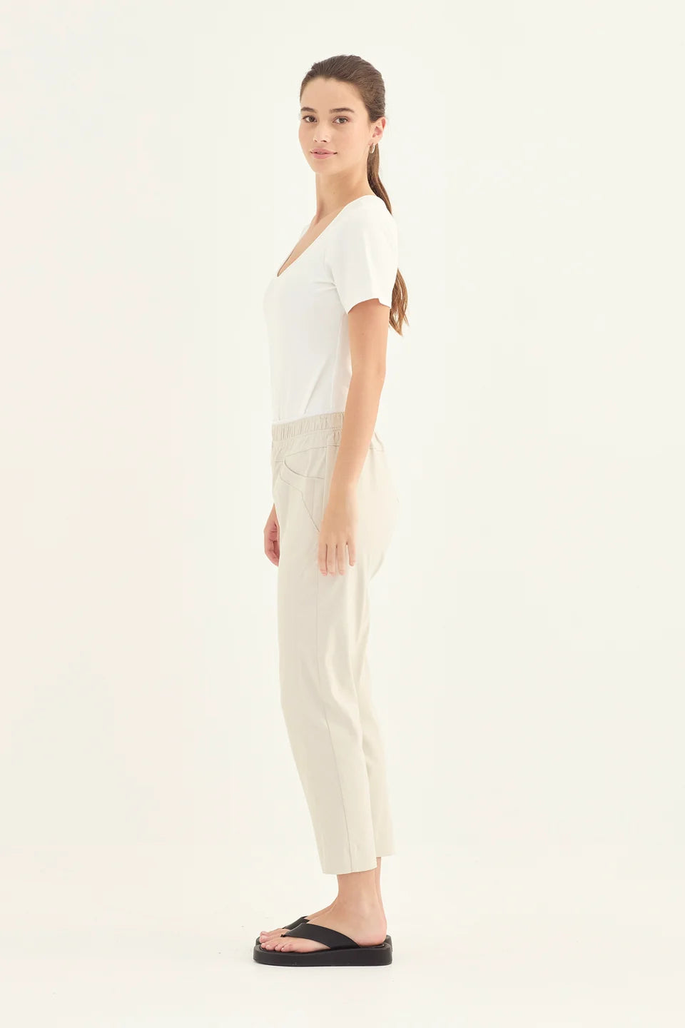 Verge Colt Pant in Putty, worn - side